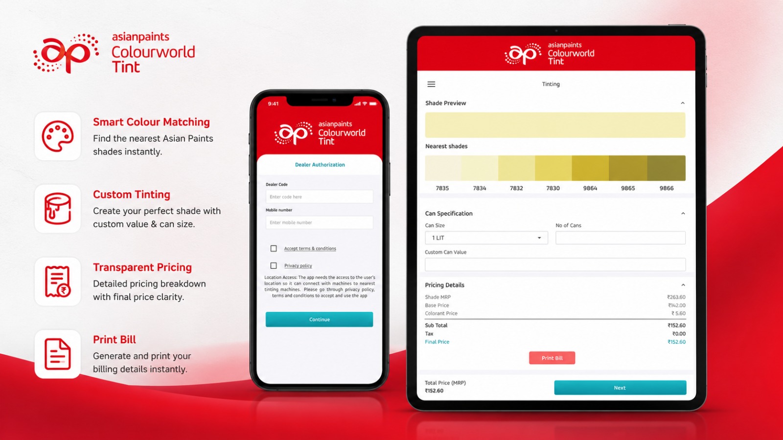 Design & Development of ColourWorld Tint Mobile App Integrated with Tinting Machines